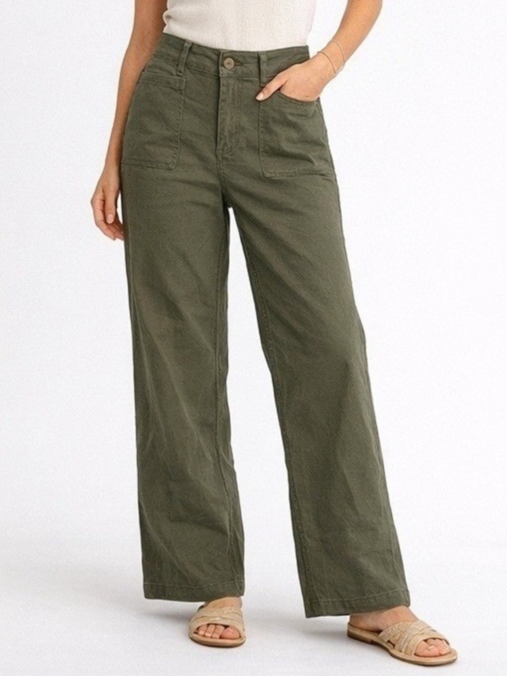 one 5 one Olive High-Rise Wide Leg Pants